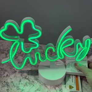 Celebrate It Green "Lucky" Neon Table Accent NWT